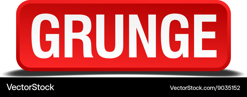 Grunge red 3d square button on white background vector image