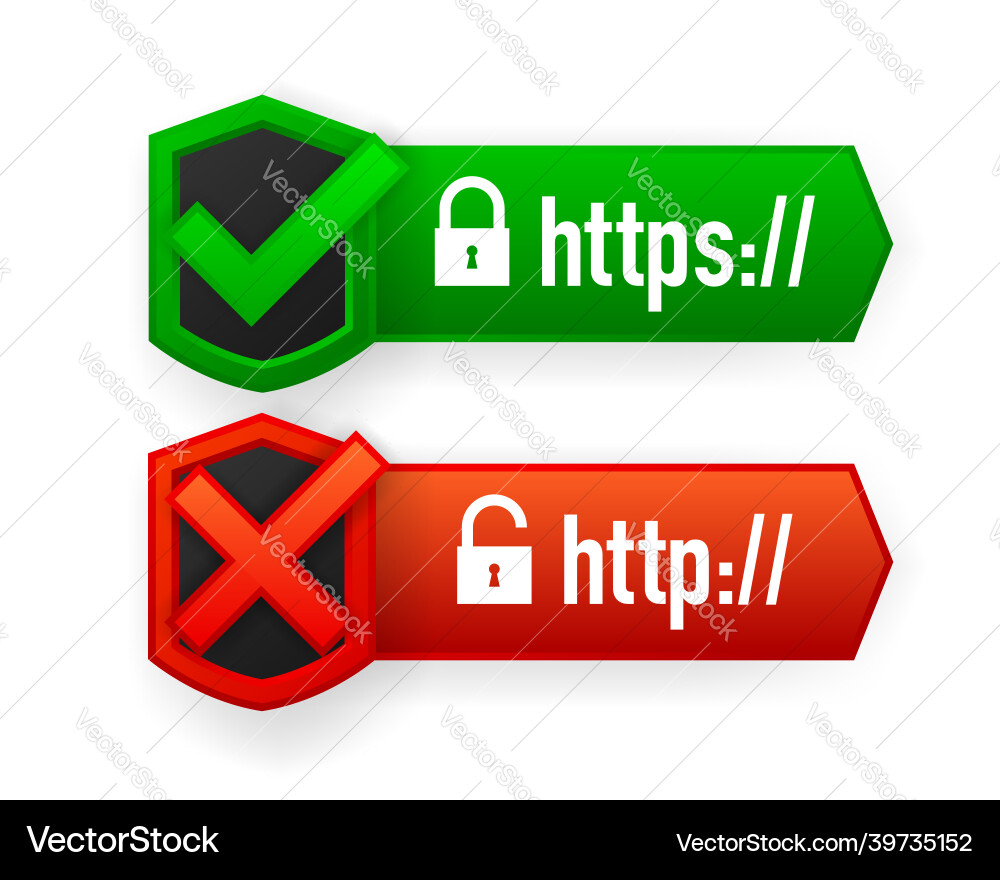 Http and https protocols safe web surfing Http and https protocols safe web surfing vector image