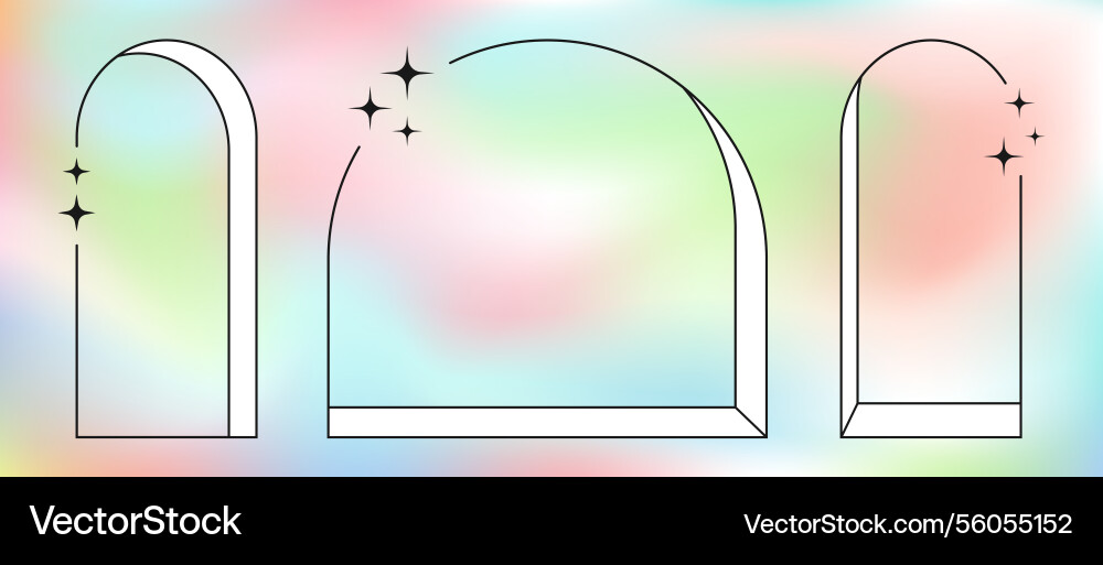 Line abstract frames arch windows with blinks Line abstract frames arch windows with blinks vector image