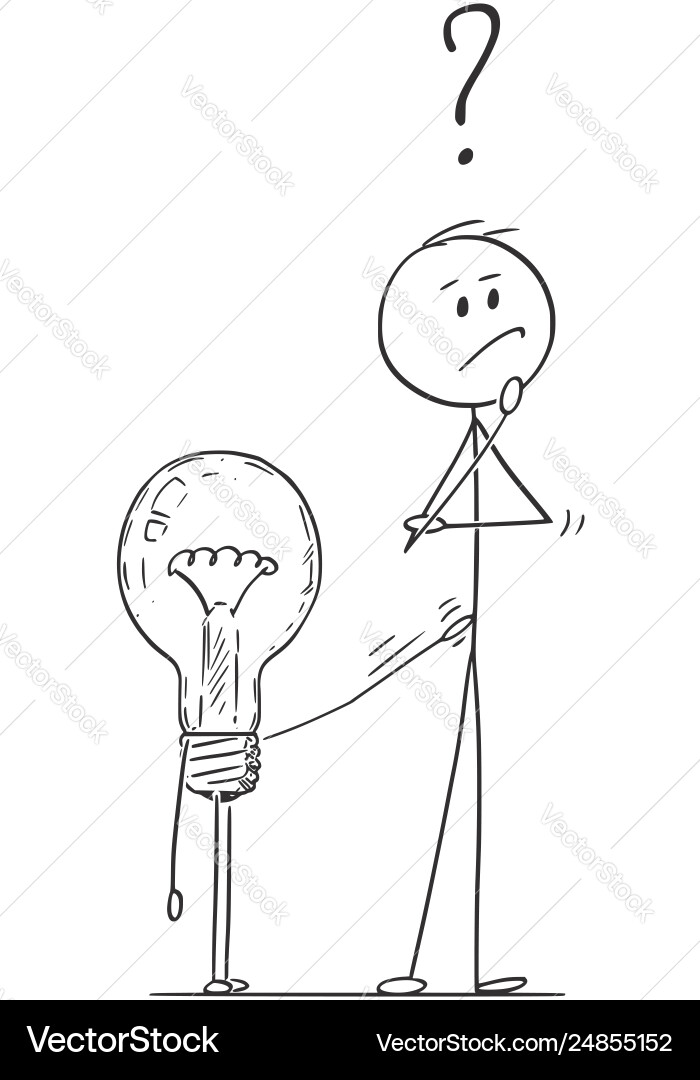 Man Thinking with Lightbulb vector image