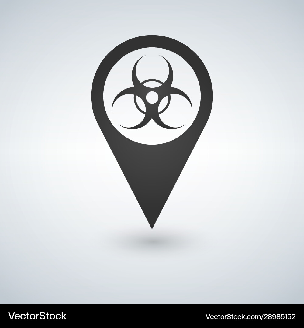 Map pointer biological hazards on area vector image