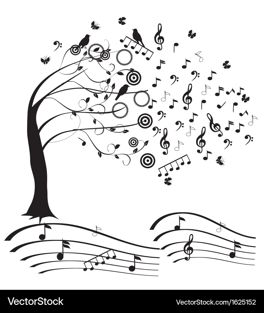 Musical Tree with Notes vector image