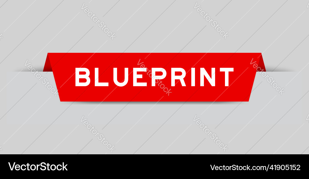 Red color inserted label with word blueprint vector image