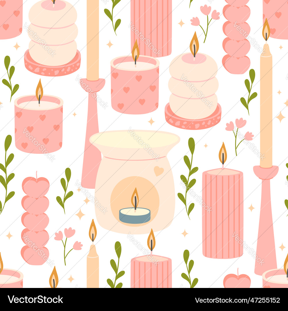 Seamless pattern with candles of various shapes Vector Image