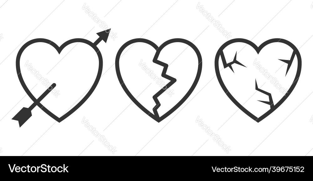 Set of heart with arrow line icon Vector Image