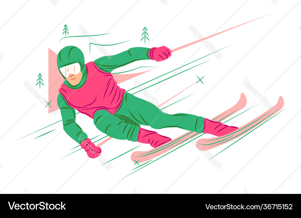 Skier in shadow sharp lines style Vector Image