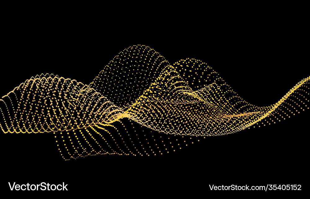 Sound wave from node gold interface big data flow Sound wave from node gold interface big data flow vector image