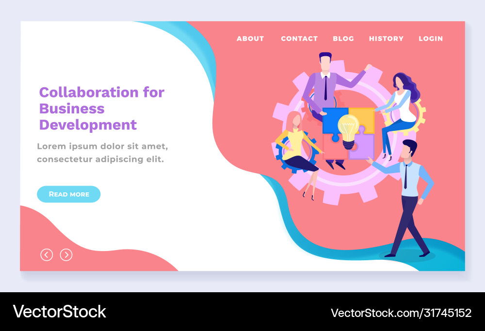 Startup team and business development web page vector image