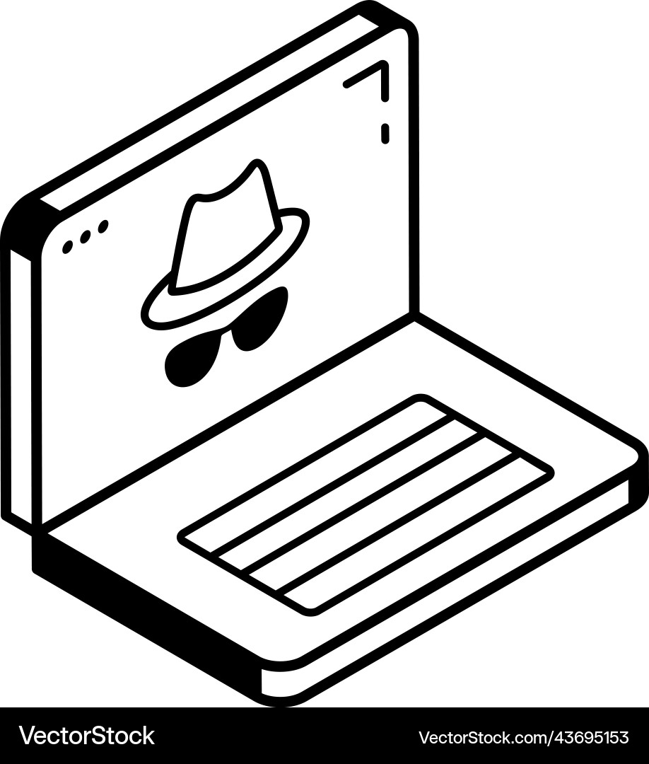 An icon of hacker line isometric design vector image