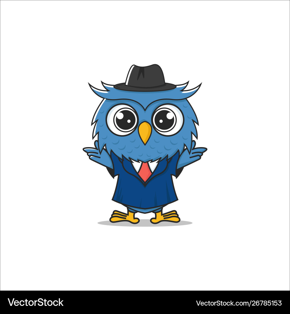 Cartoon Owl Detective Vector Image