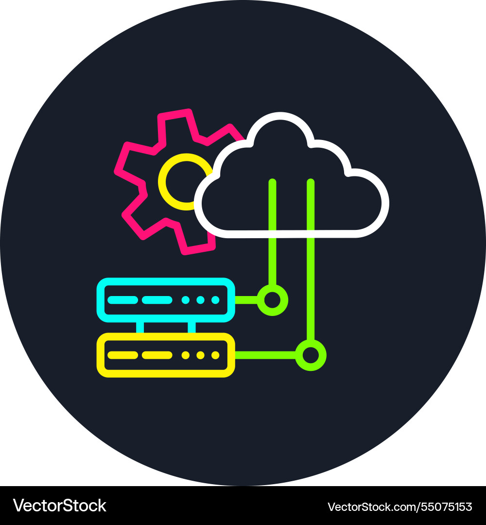 Cloud server line multi color icon Vector Image