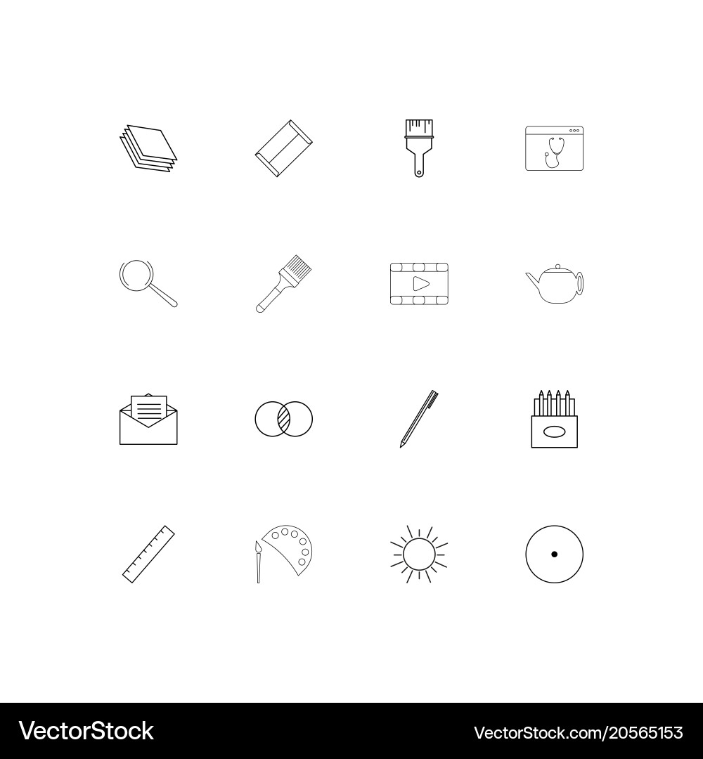 Creative process and design simple linear icons vector image