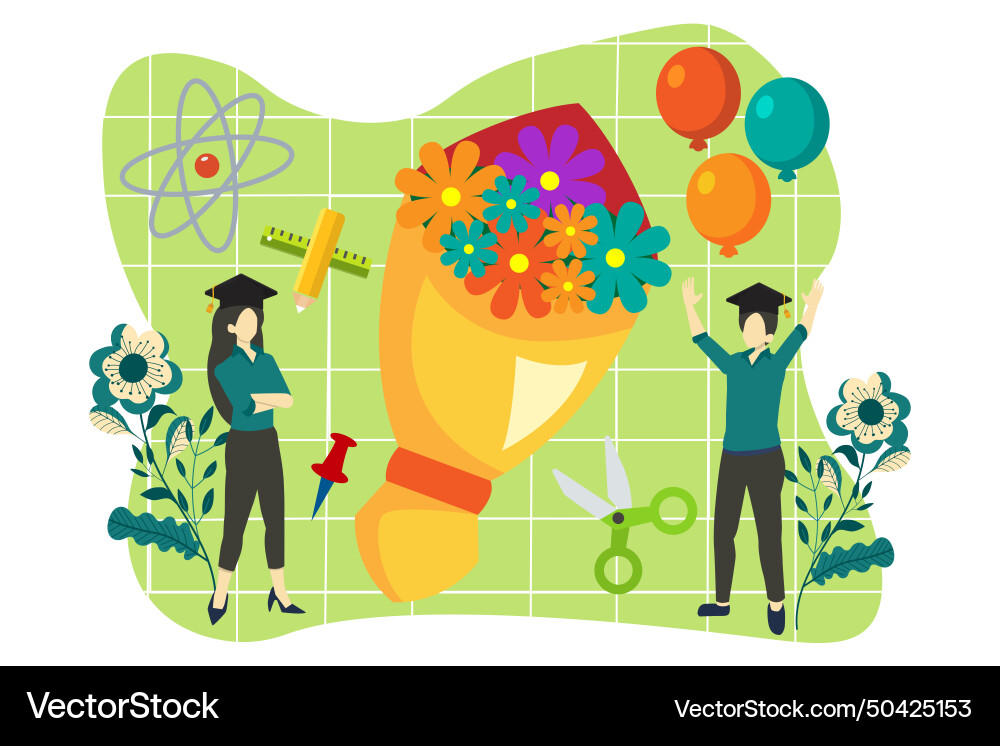 Graduation party flat design Graduation party flat design vector image