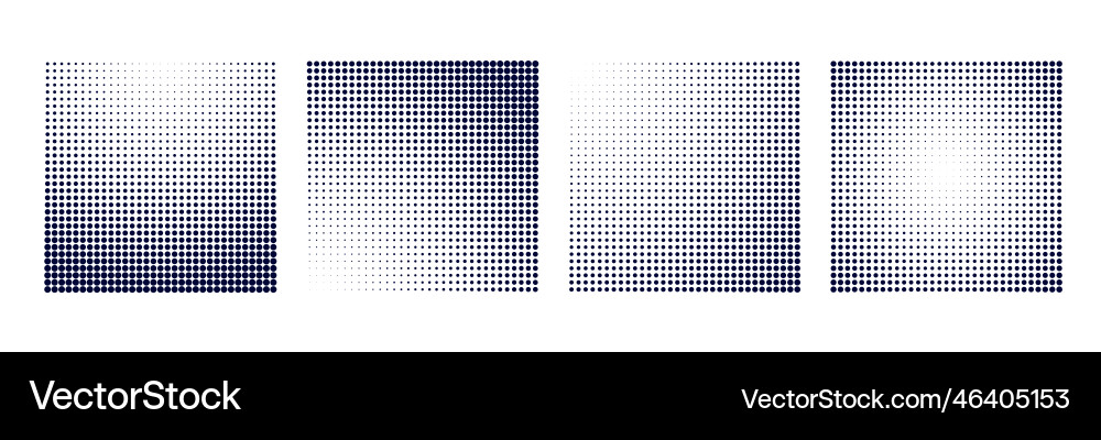 Halftone gradient square shape background set vector image