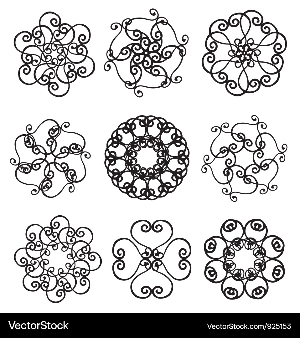 Intricate Circle Ornate Set Vector Image
