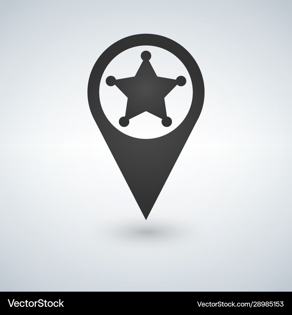 Map pointer sheriff star flat design style vector image