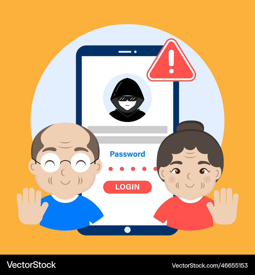 Warning phone from hacked login and password Warning phone from hacked login and password vector image
