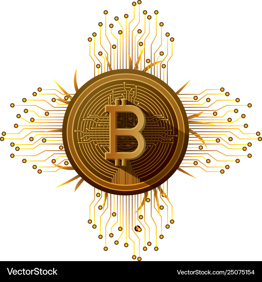 Bitcoin with circuit lines commerce technology Vector Image