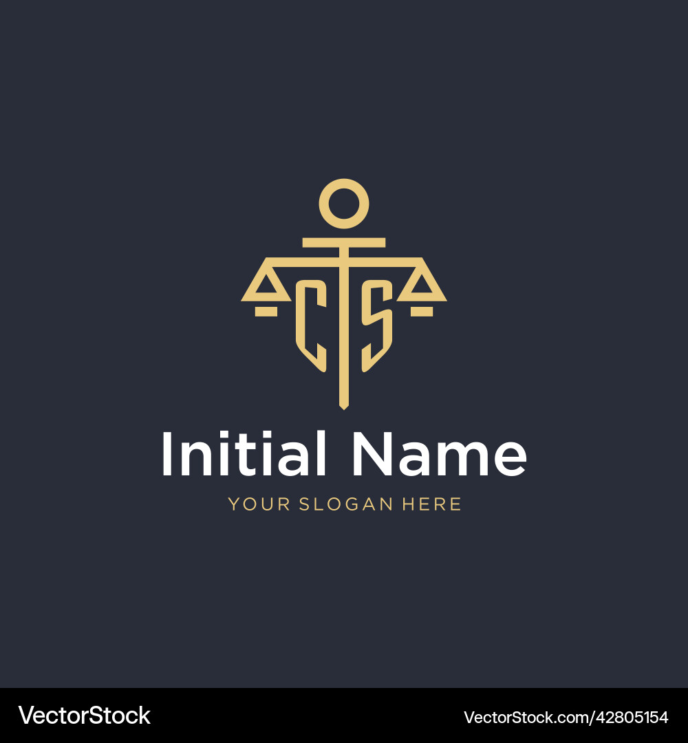 Cs initial monogram logo with scale and pillar vector image