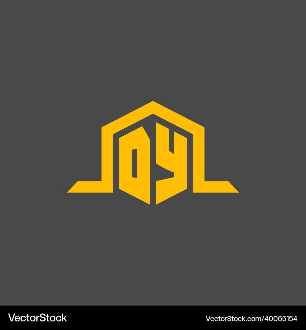 Dy monogram initial logo with hexagon style design vector image