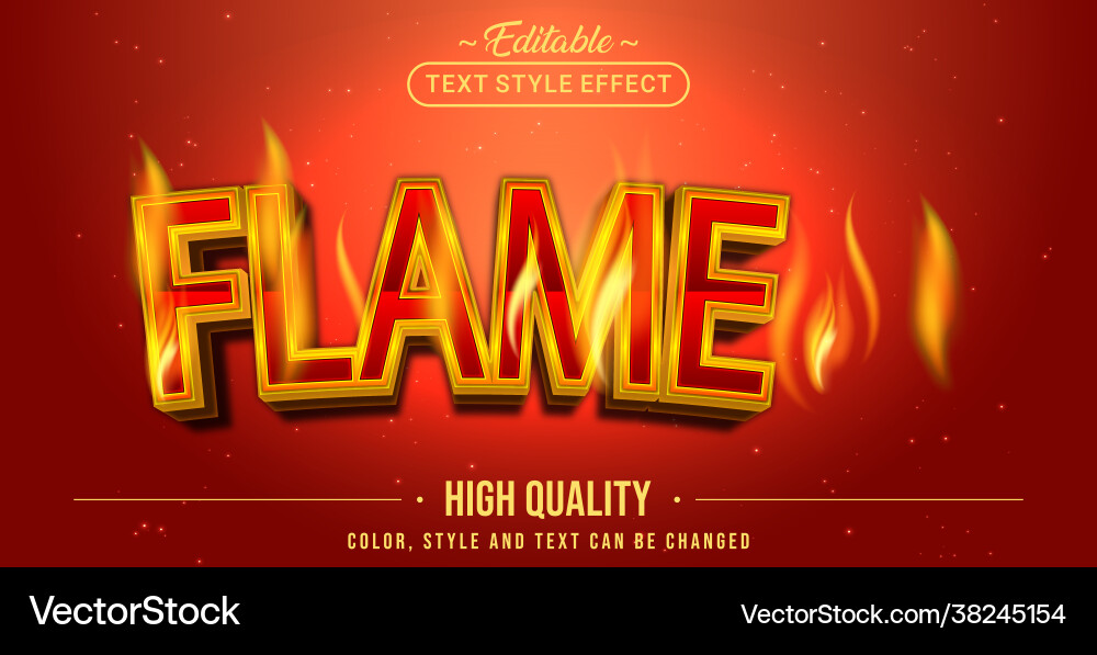 Editable text style effect - flame Editable text style effect - flame Vector Image
