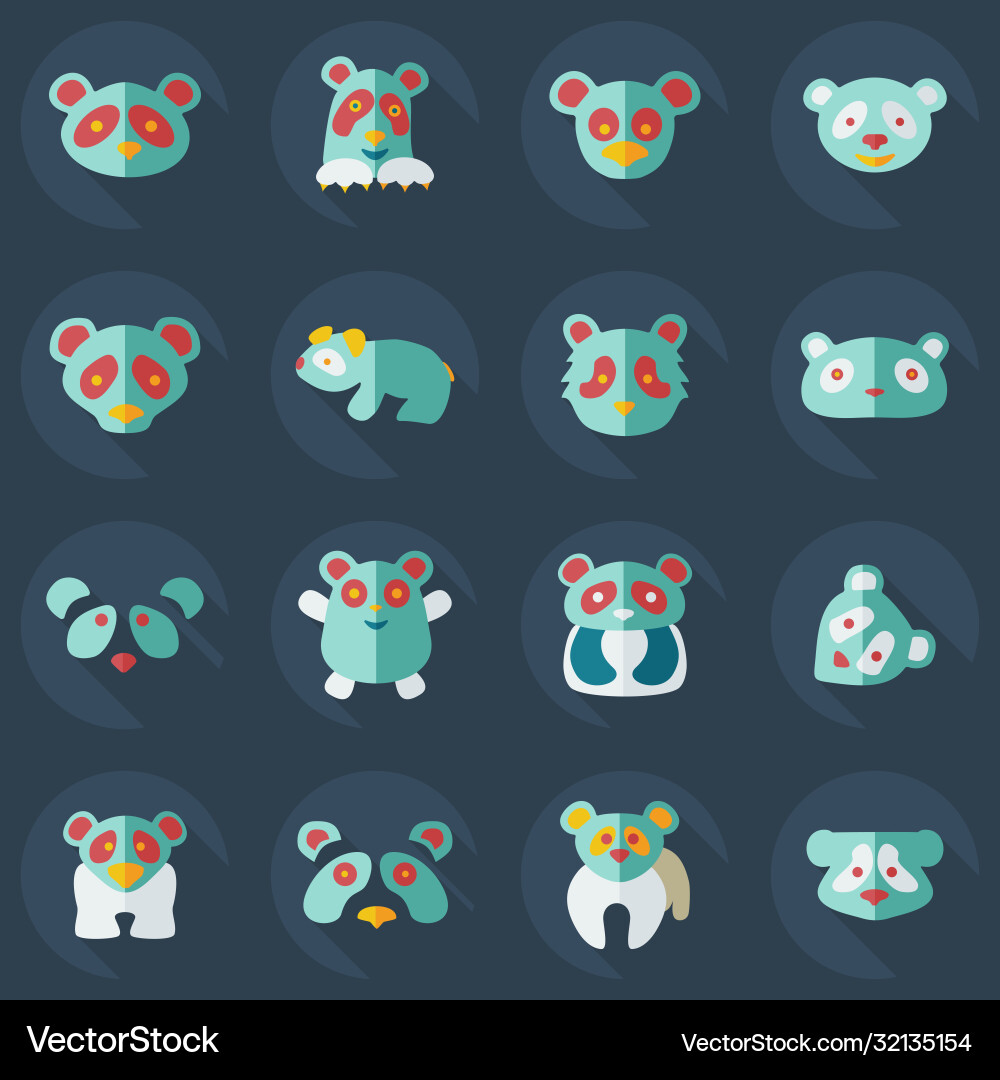 Flat concept set modern design mit schatten pandas Vektorbild