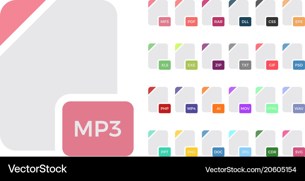 Flat file format icons audio video image Vector Image