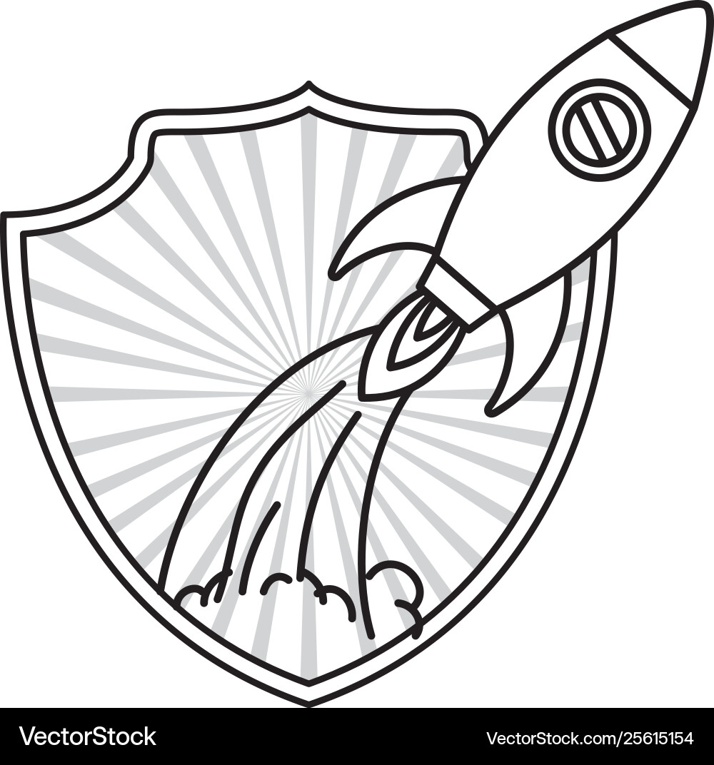 Frame with rocket taking off icon Vector Image