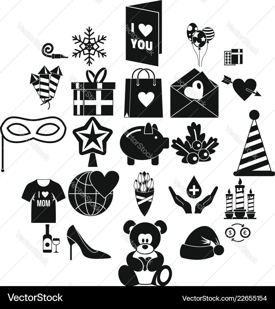 Generosity icons set simple style Generosity icons set simple style Vector Image