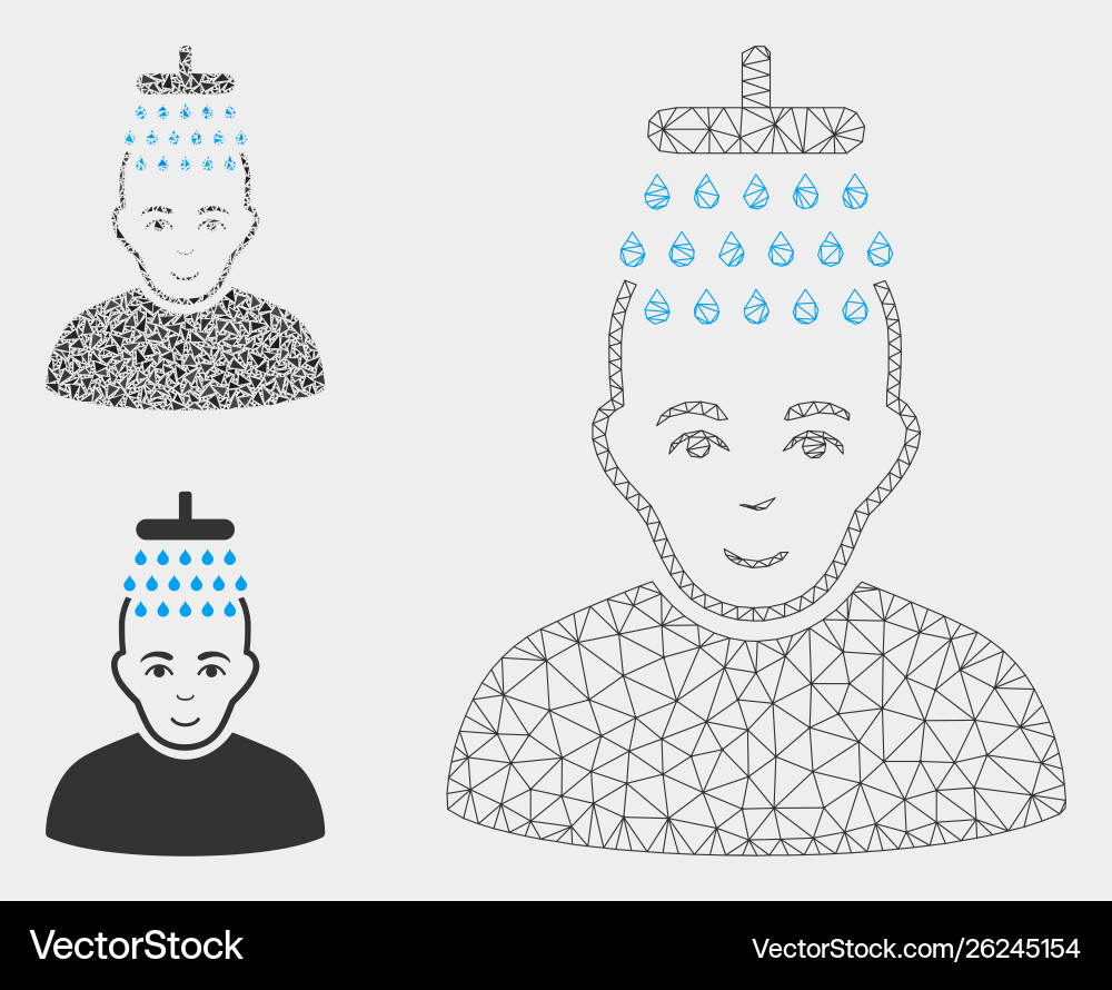 Head shower mesh network model and triangle Head shower mesh network model and triangle vector image
