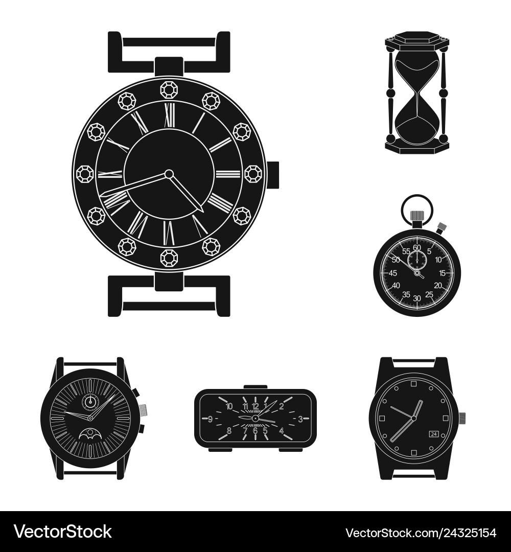 Isolated object of clock and time logo collection Isolated object of clock and time logo collection vector image