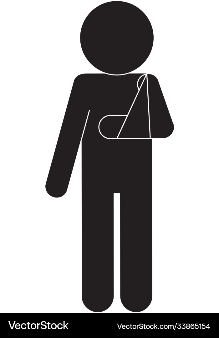 Man with arm cast silhouette style icon Vector Image