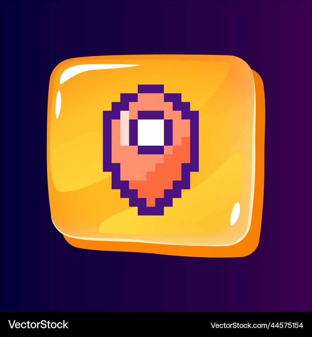 Mark on map glossy ui button with pixelated color Mark on map glossy ui button with pixelated color Vector Image