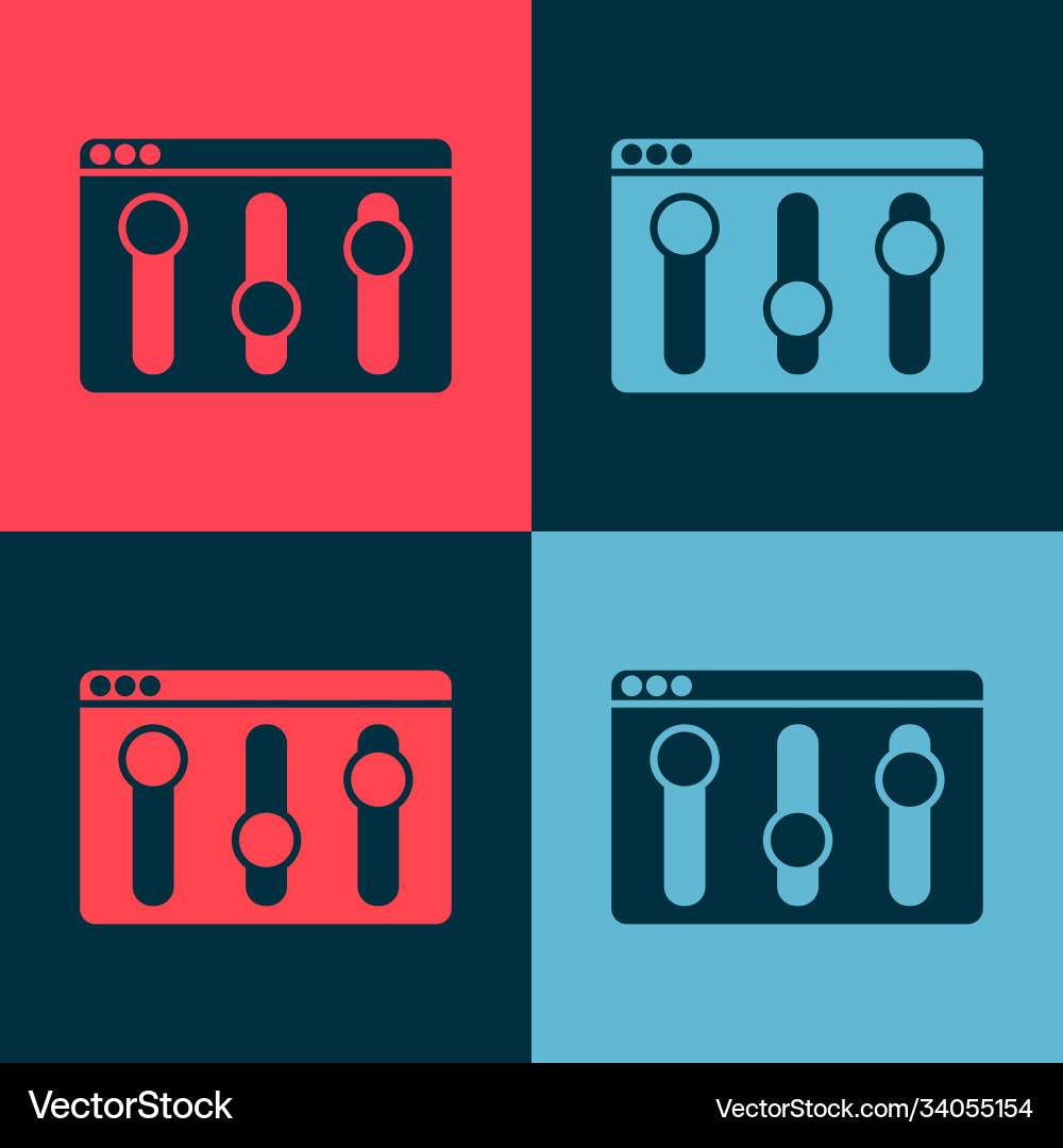 Pop art browser setting icon isolated on color Pop art browser setting icon isolated on color Vector Image
