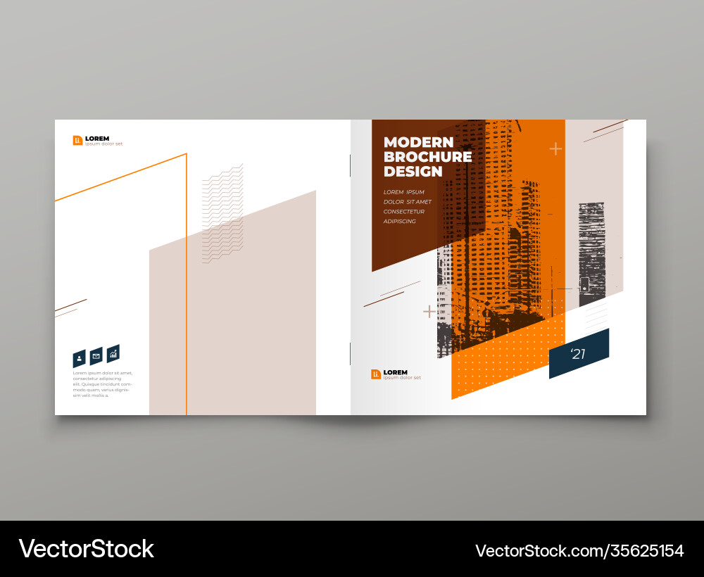 Quadratische Broschüre Vorlage Design orange Unternehmen Quadratische Broschüre Vorlage Design orange Unternehmen vektorbild