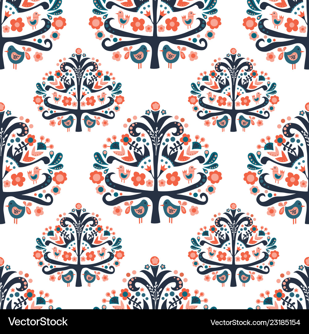 Scandinavian Folk Tree Pattern vector image