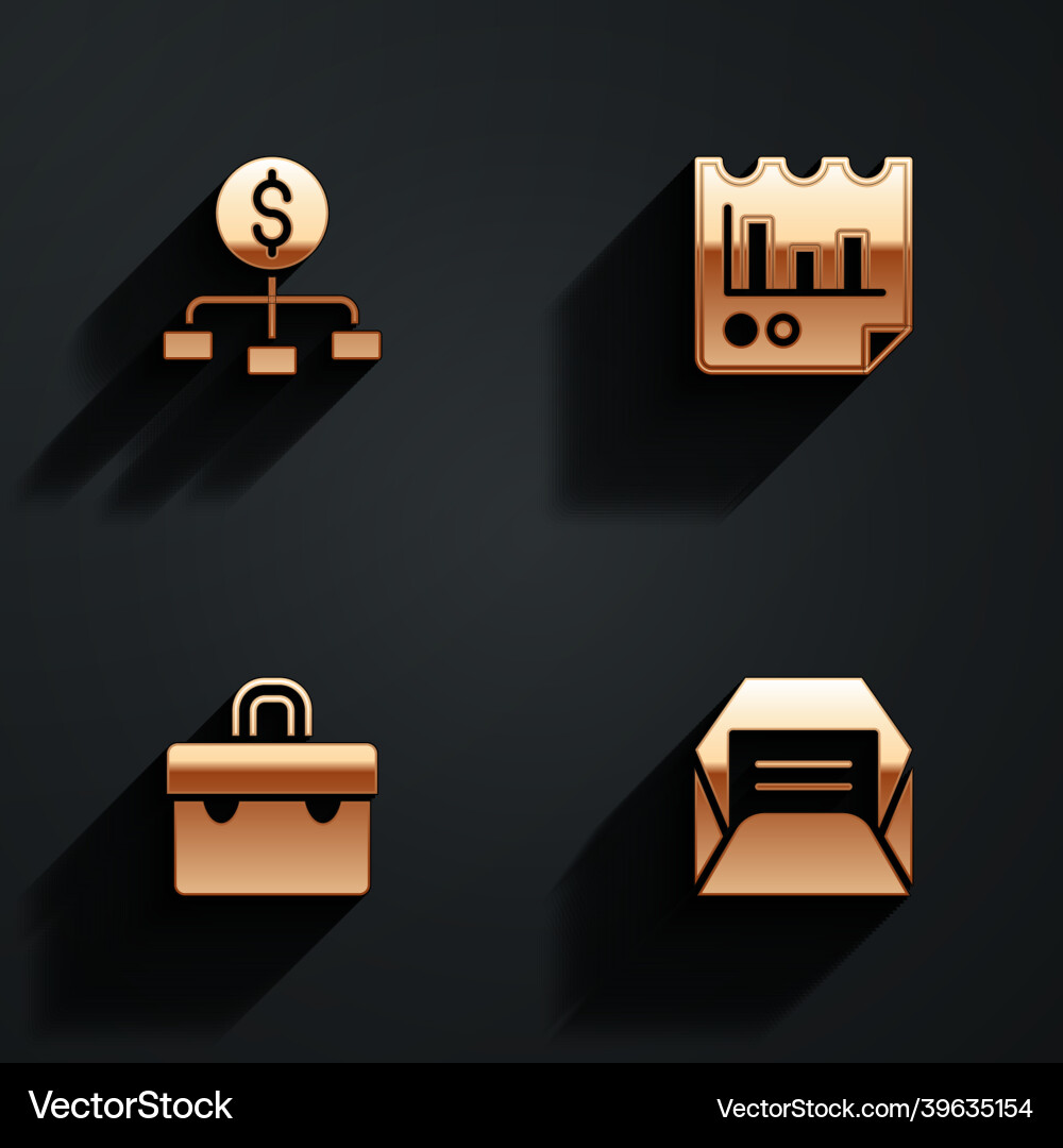 Set hierarchy with dollar document graph chart vector image