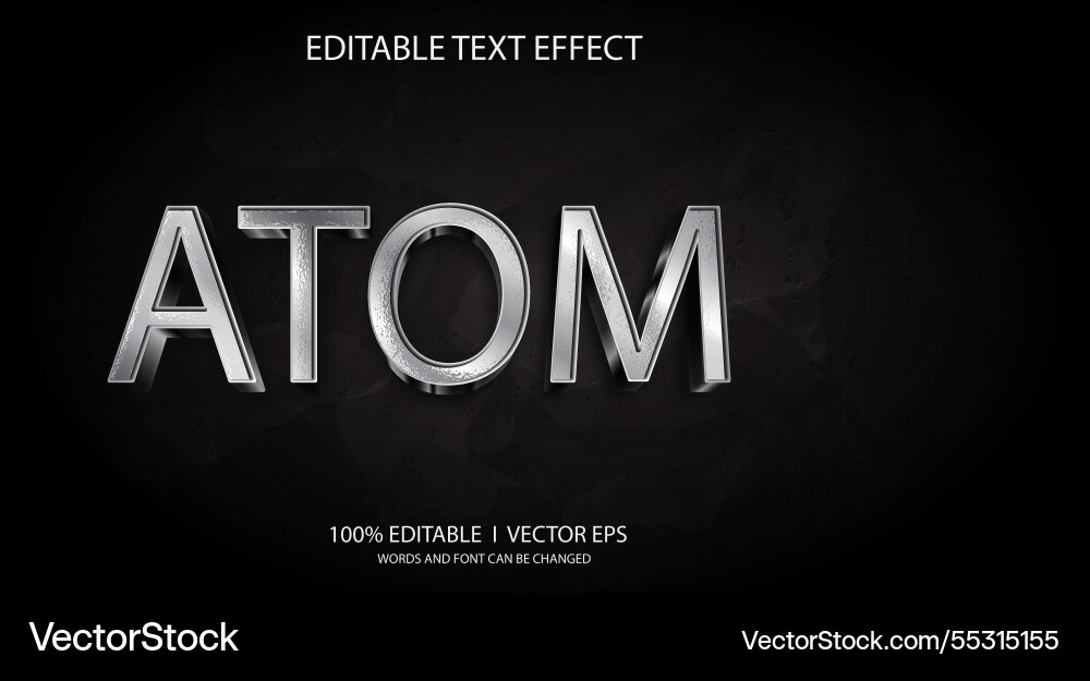 Atom 3d text effect with modern style design Atom 3d text effect with modern style design vector image