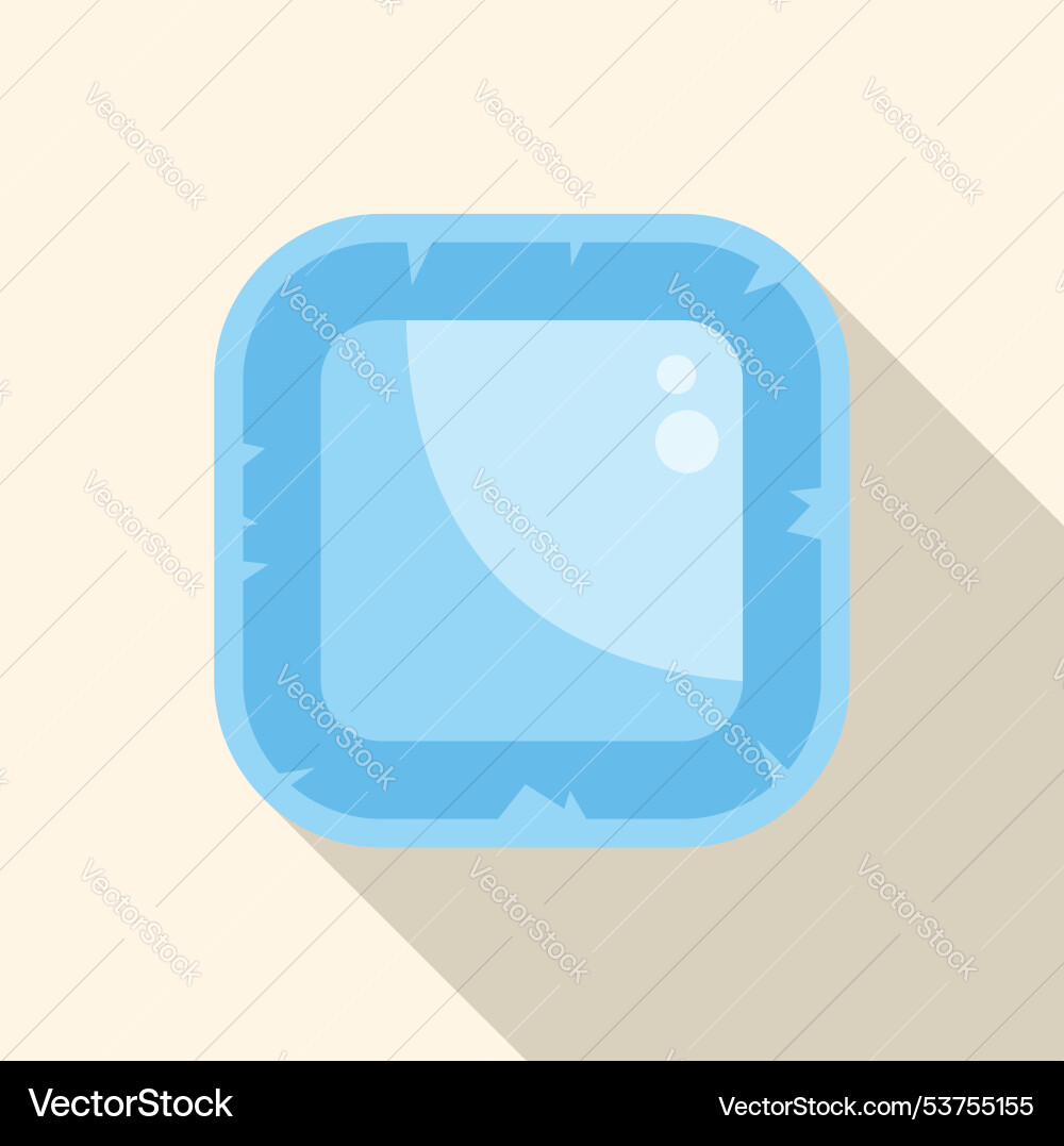 Blue square button with cracks showing long shadow Vector Image