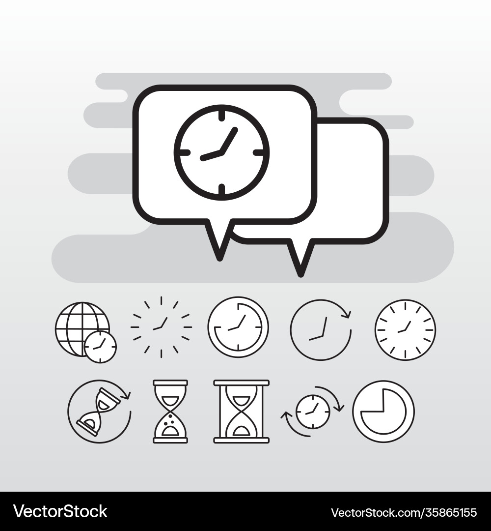 Bundle eleven time clocks line style set icons Bundle eleven time clocks line style set icons Vector Image