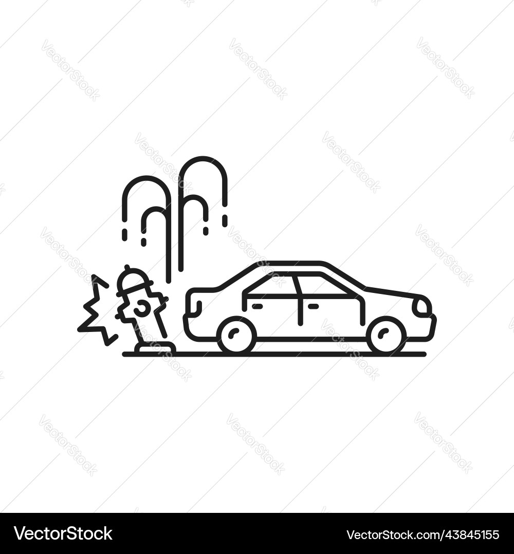 Car accident damage or collision thin line icon vector image