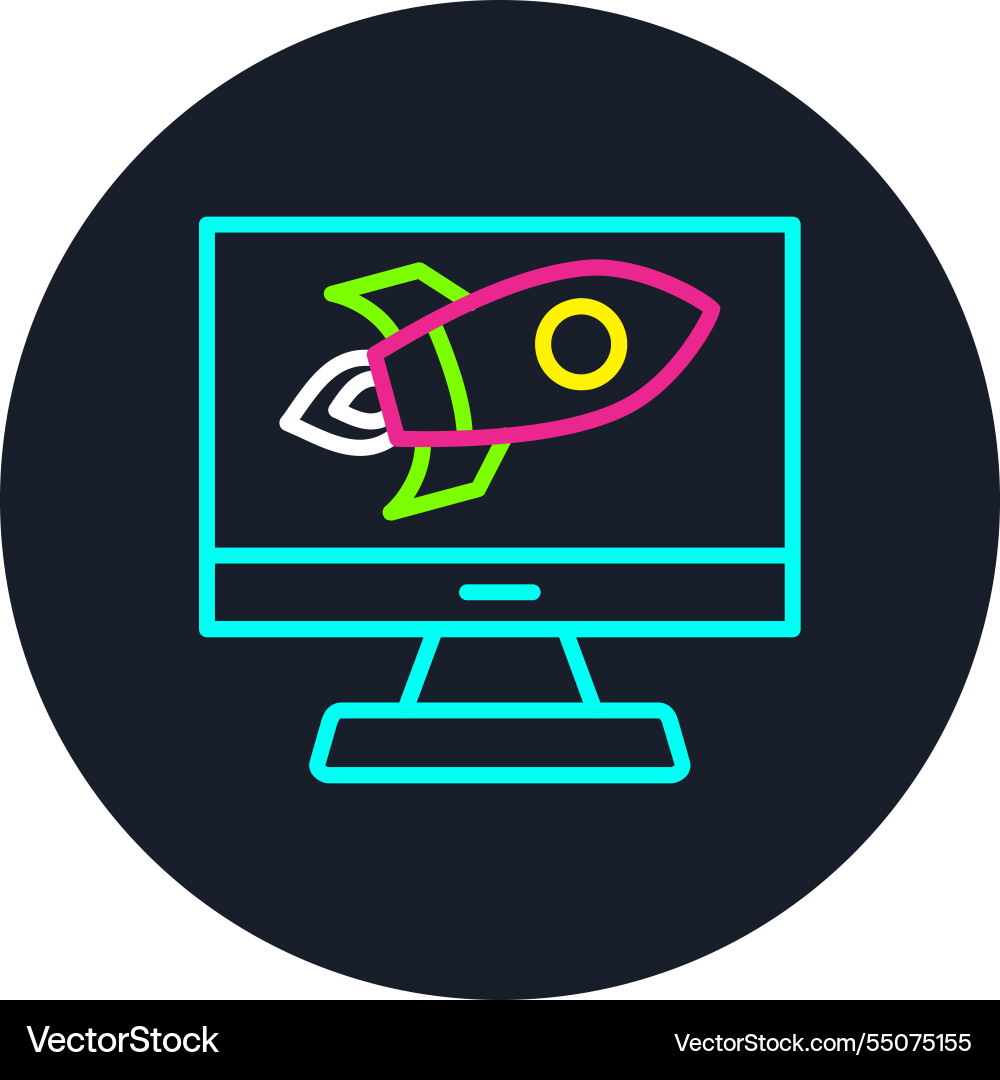 Computer line multi color icon Vector Image