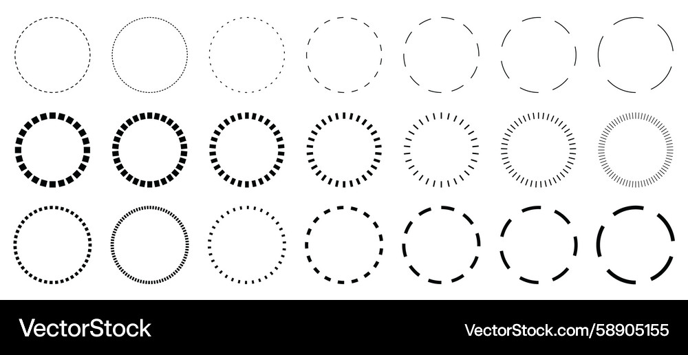 Dotted Circle Frame Set Vector Image