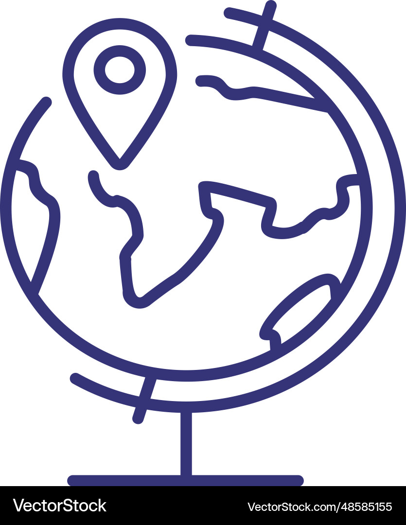 Globe with map pointer line icon Vector Image