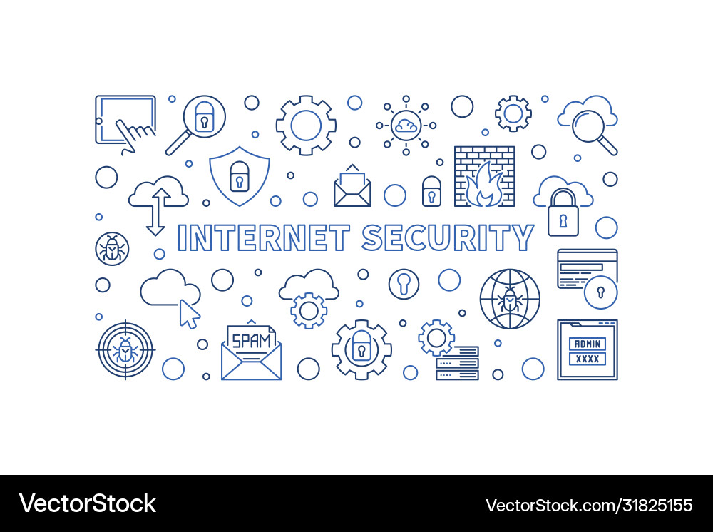 Internet security concept linear horizontal Vector Image