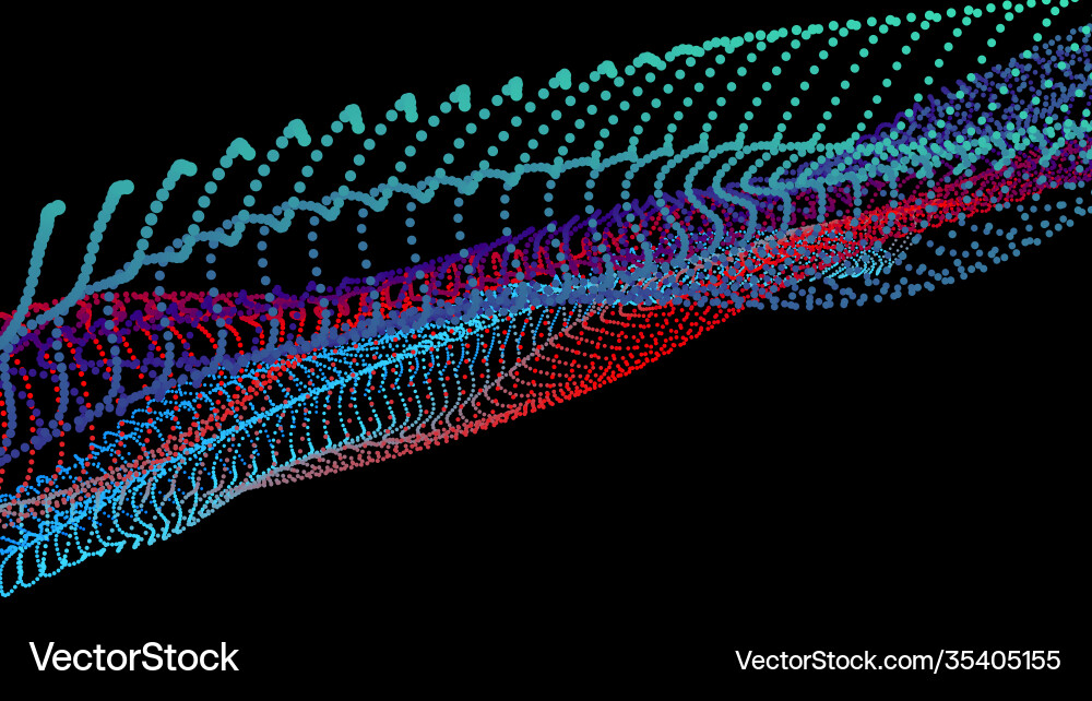 Node 3d data array dots organized to network Node 3d data array dots organized to network Vector Image