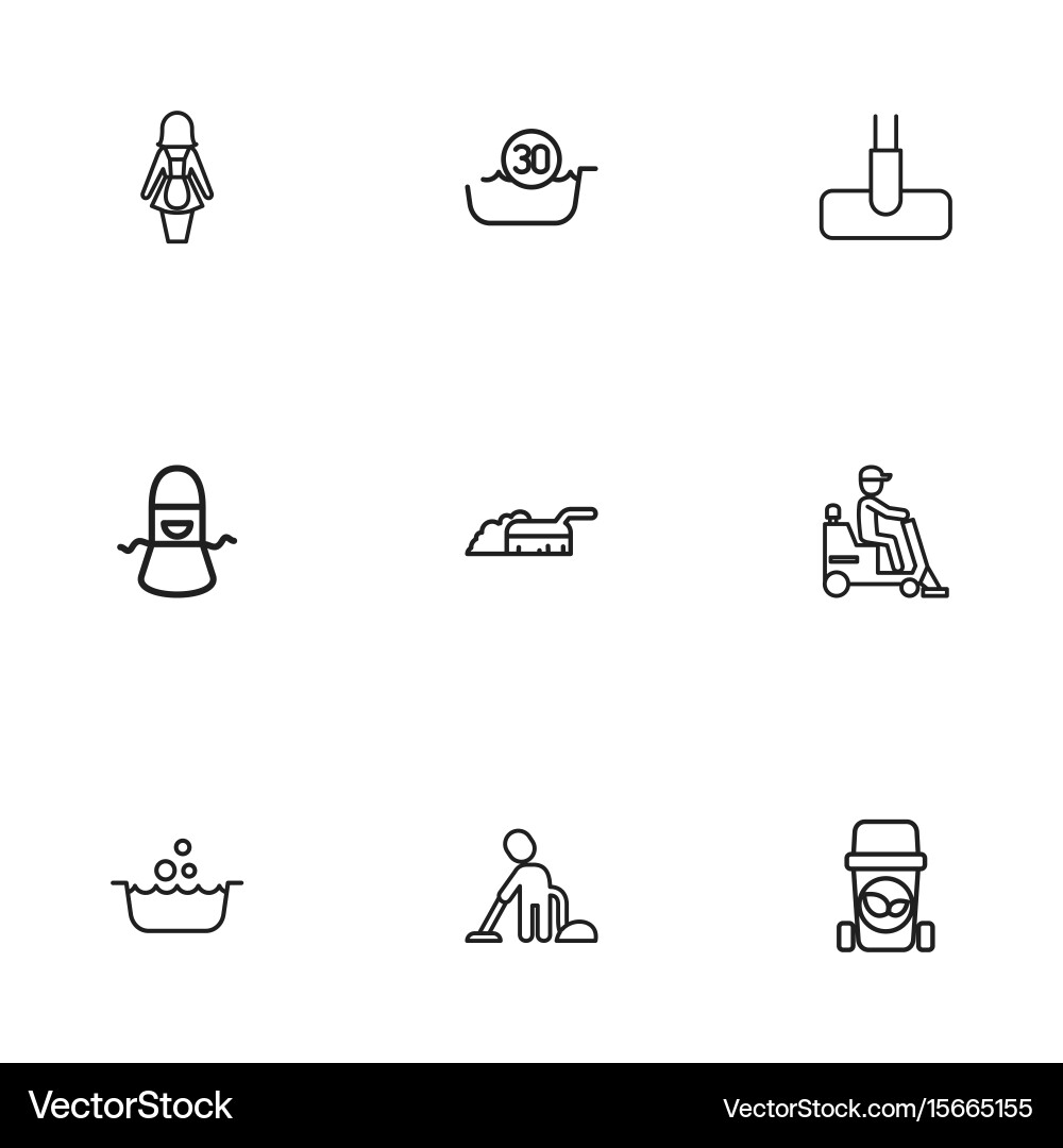 Set of 9 editable cleanup icons includes symbols vector image