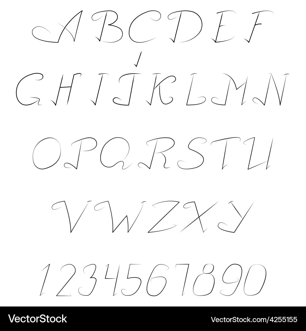 Set of letters and numbers Vector Image