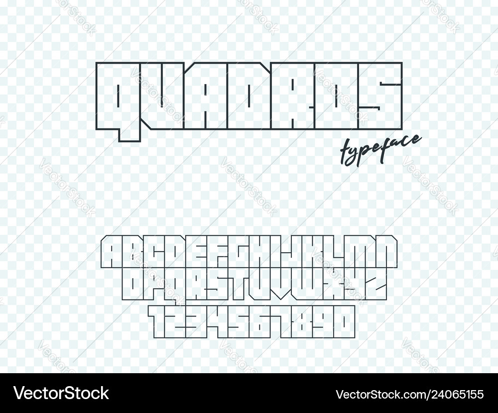 Square block font latin letters and numbers Square block font latin letters and numbers Vector Image