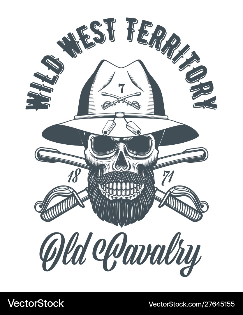 Vintage Cavalry Skull Vector Image